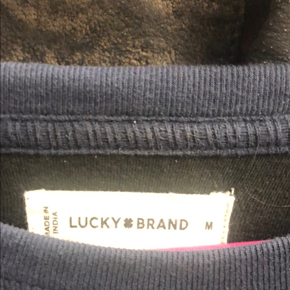 Lucky Brand Navy and Black Thermal Raglan Sweatshirt - Picture 2 of 5